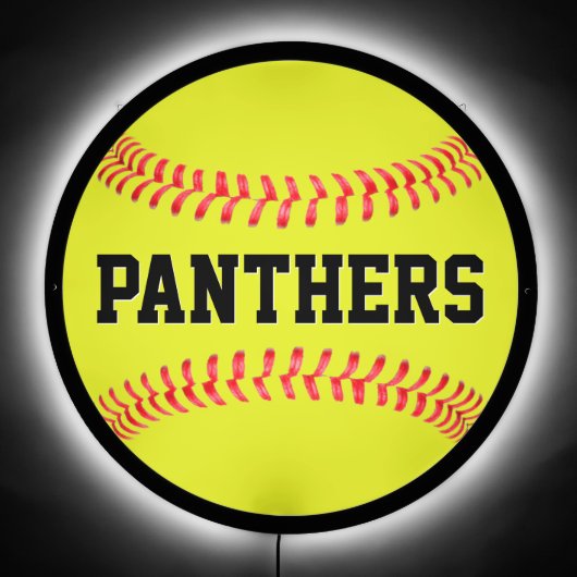 Softball Team Name Custom Text Illuminated Sports LED Sign (Front)