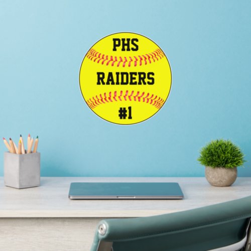 Softball Team Name Player Number  Letters Custom Wall Decal