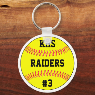 Softball Team Name, School Letters & Player Number Keychain