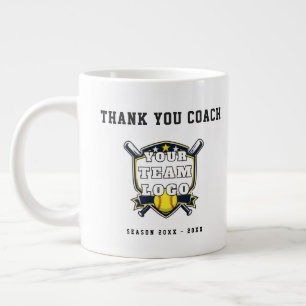 Softball Team Photo Logo Thank you Coach Giant Coffee Mug