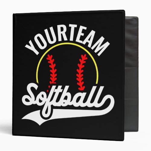 Softball Team Player ADD NAME Personalized League 3 Ring Binder