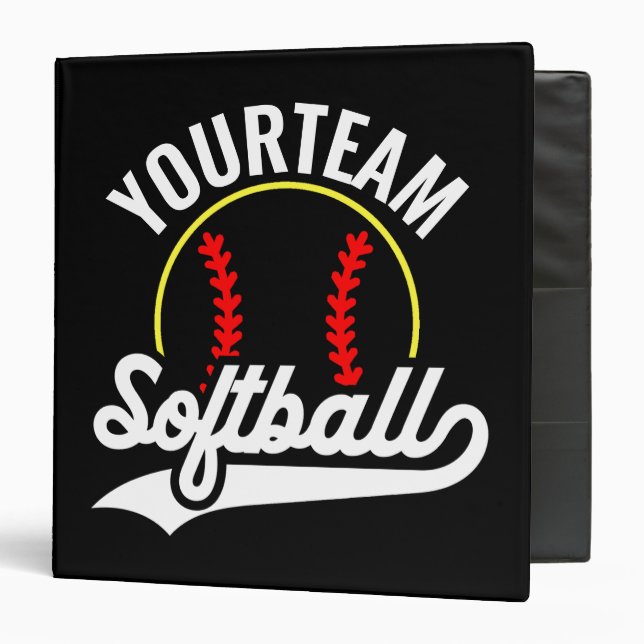 Softball Team Player ADD NAME Personalized League 3 Ring Binder (Front/Inside)