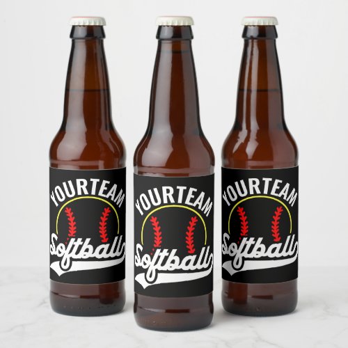 Softball Team Player ADD NAME Personalized League Beer Bottle Label