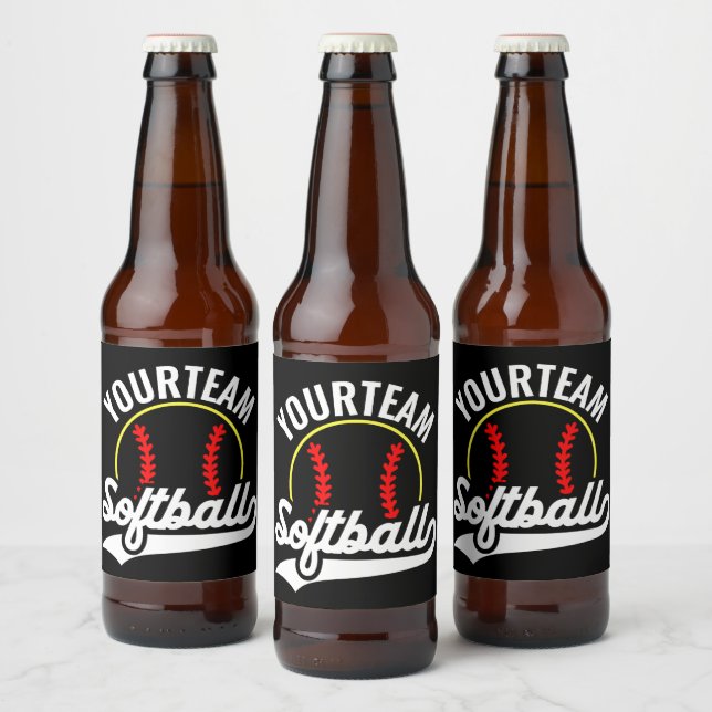 Softball Team Player ADD NAME Personalized League Beer Bottle Label (Bottles)