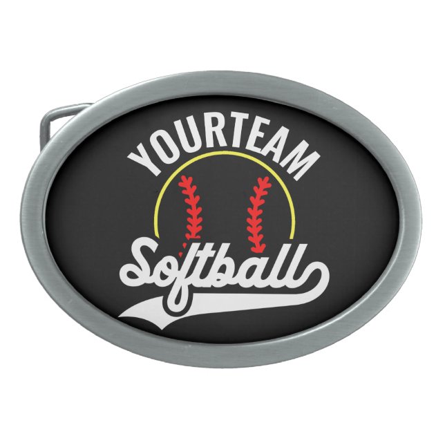 Softball Team Player ADD NAME Personalized League Belt Buckle (Front)