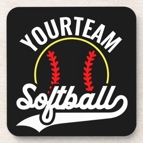 Softball Team Player ADD NAME Personalized League Beverage Coaster