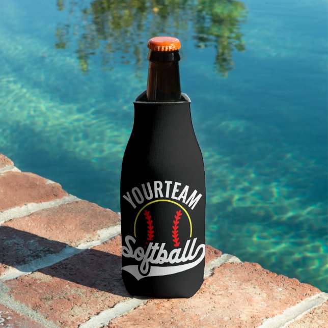 Softball Team Player ADD NAME Personalized League Bottle Cooler (In Situ Pool)