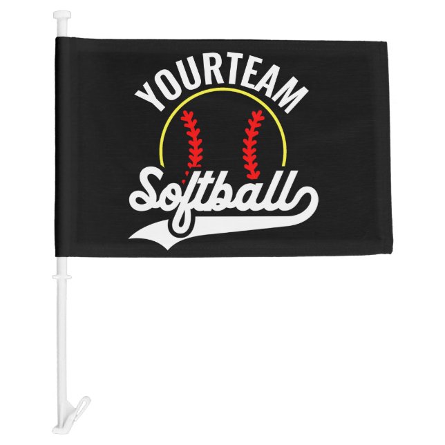 Softball Team Player ADD NAME Personalized League Car Flag (Front)