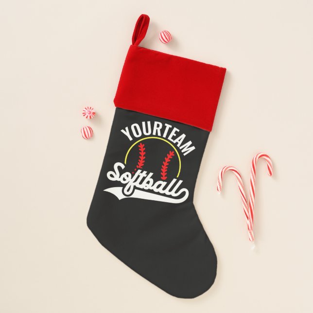 Softball Team Player ADD NAME Personalized League Christmas Stocking (Front)