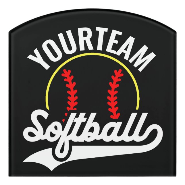 Softball Team Player ADD NAME Personalized League Door Sign (Contour Front)