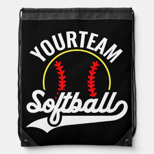 Softball Team Player ADD NAME Personalized League Drawstring Bag