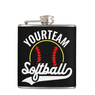 Softball Team Player ADD NAME Personalized League Flask
