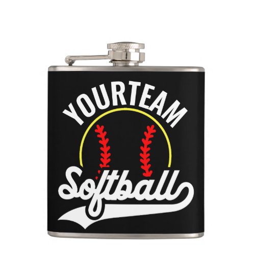 Softball Team Player ADD NAME Personalized League Flask