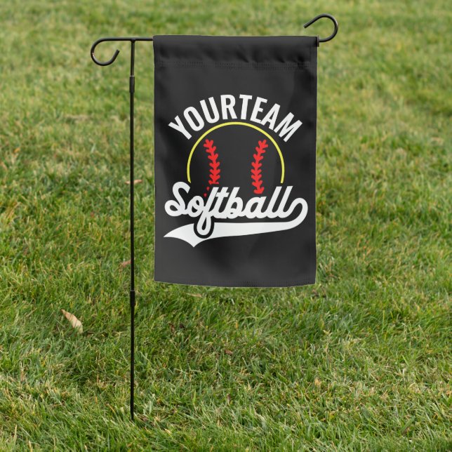 Softball Team Player ADD NAME Personalized League Garden Flag (In SItu)