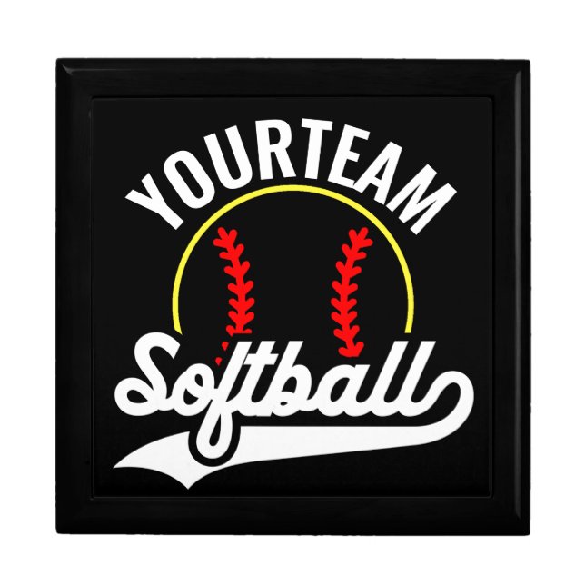 Softball Team Player ADD NAME Personalized League Gift Box (Front)