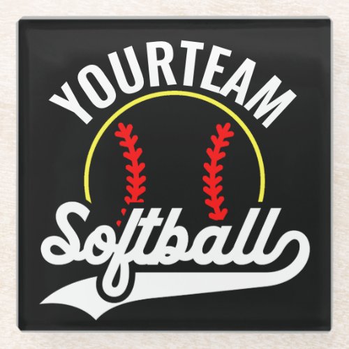 Softball Team Player ADD NAME Personalized League Glass Coaster