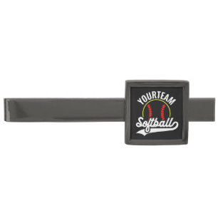 Softball Team Player ADD NAME Personalized League Gunmetal Finish Tie Bar