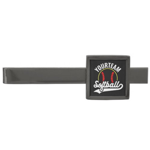 Softball Team Player ADD NAME Personalized League Gunmetal Finish Tie Bar