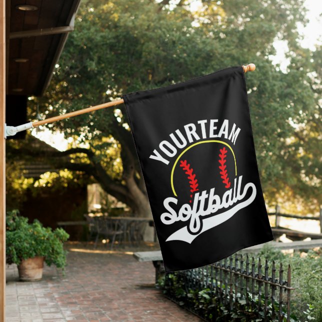 Softball Team Player ADD NAME Personalized League House Flag (In SItu)