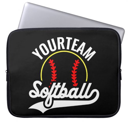 Softball Team Player ADD NAME Personalized League Laptop Sleeve