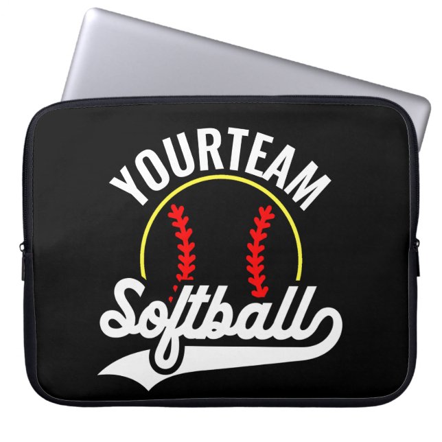 Softball Team Player ADD NAME Personalized League Laptop Sleeve (Front)