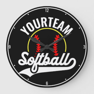 Softball Team Player ADD NAME Personalized League Large Clock