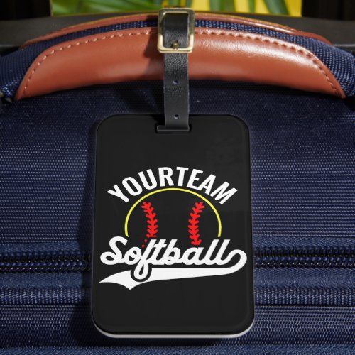 Softball Team Player ADD NAME Personalized League Luggage Tag