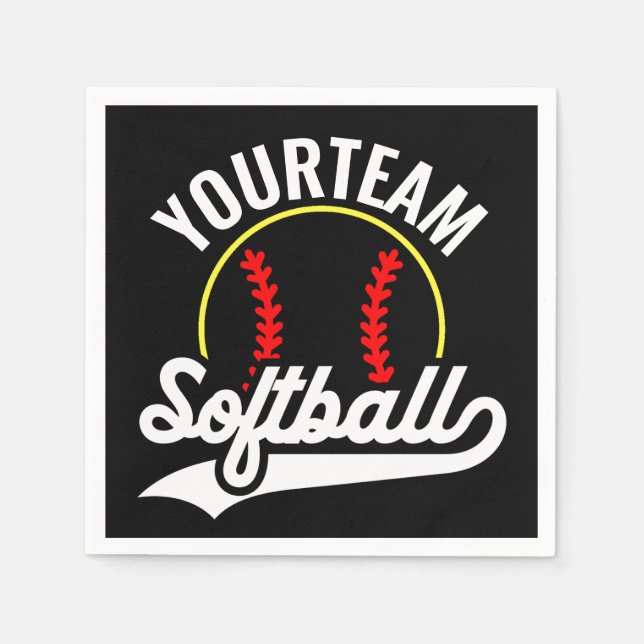 Softball Team Player ADD NAME Personalized League Napkins (Front)