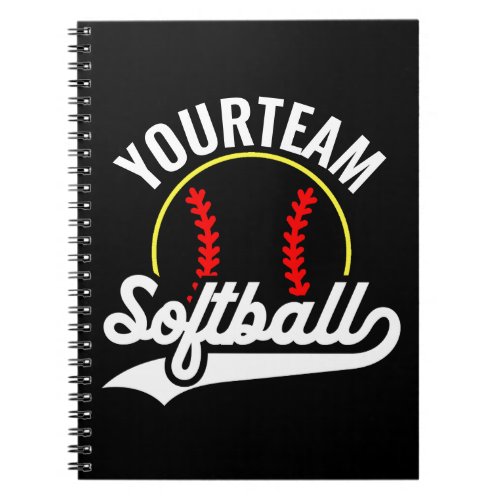 Softball Team Player ADD NAME Personalized League Notebook