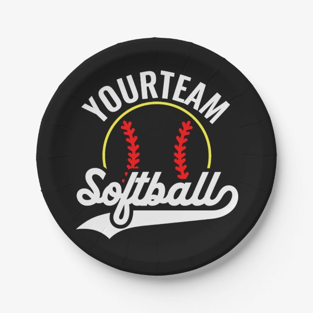 Softball Team Player ADD NAME Personalized League Paper Plates (Front)