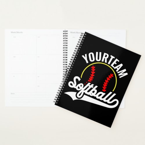 Softball Team Player ADD NAME Personalized League Planner