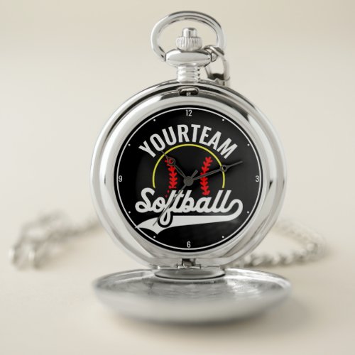 Softball Team Player ADD NAME Personalized League Pocket Watch