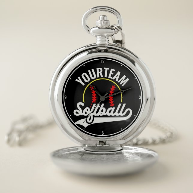 Softball Team Player ADD NAME Personalized League Pocket Watch (Inside)
