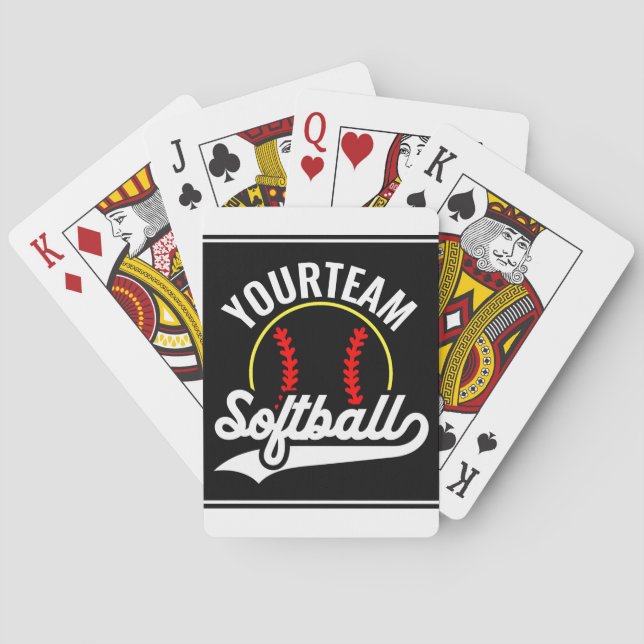Softball Team Player ADD NAME Personalized League Poker Cards (Back)