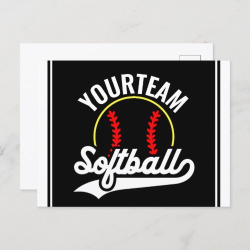Softball Team Player ADD NAME Personalized League Postcard
