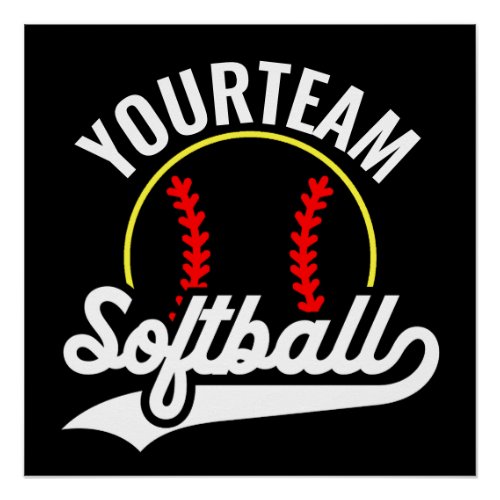 Softball Team Player ADD NAME Personalized League Poster