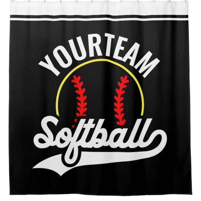 Softball Team Player ADD NAME Personalized League Shower Curtain (Front)