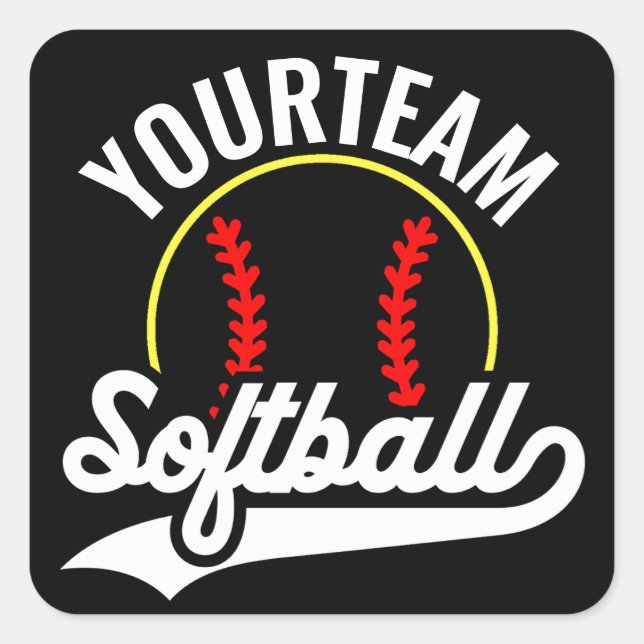 Softball Team Player ADD NAME Personalized League Square Sticker (Front)
