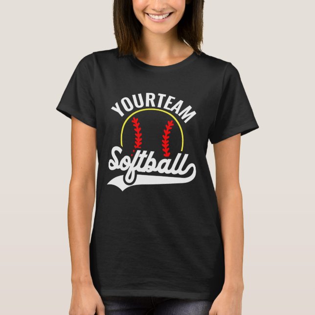 Softball Team Player ADD NAME Personalized League T-Shirt (Front)