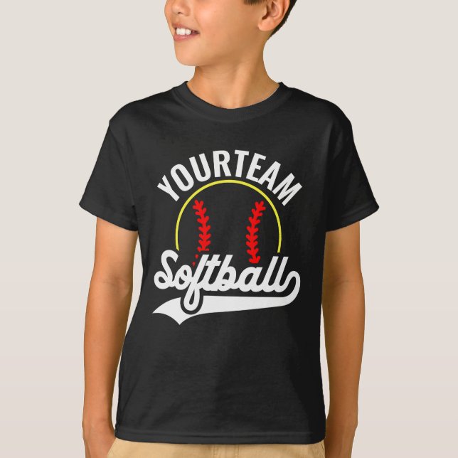 Softball Team Player ADD NAME Personalized League T-Shirt (Front)