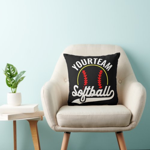 Softball Team Player ADD NAME Personalized League Throw Pillow