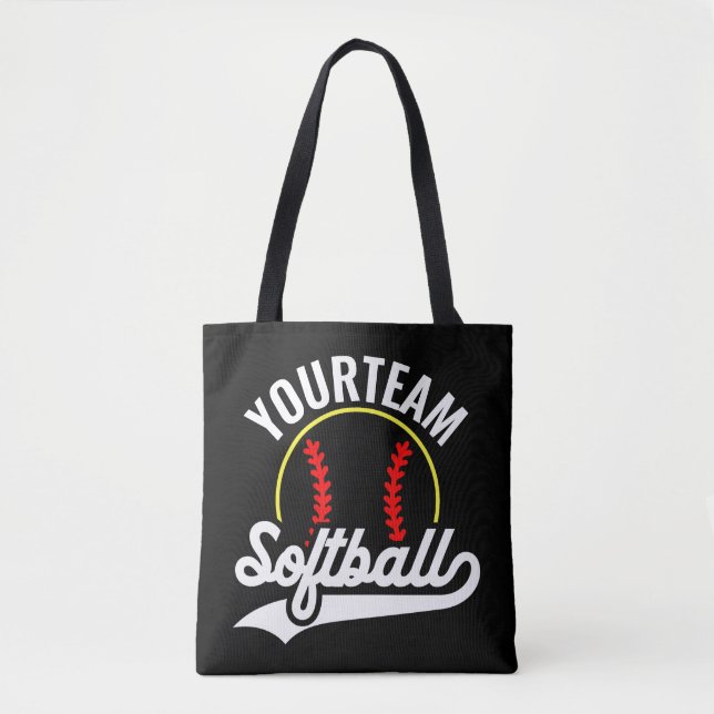 Softball Team Player ADD NAME Personalized League Tote Bag (Front)