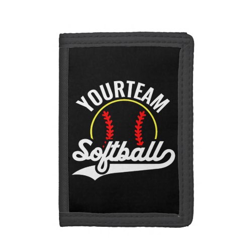 Softball Team Player ADD NAME Personalized League Trifold Wallet