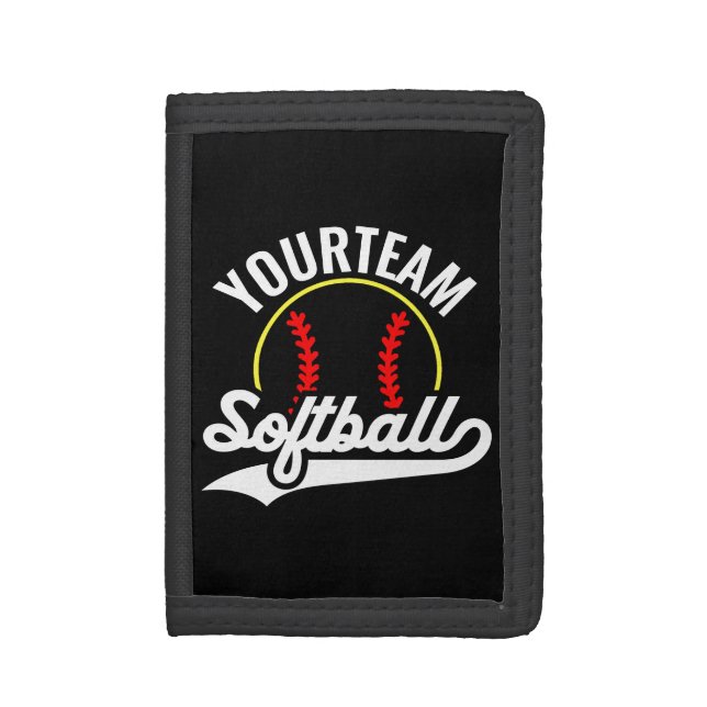 Softball Team Player ADD NAME Personalized League Trifold Wallet (Front Vertical)