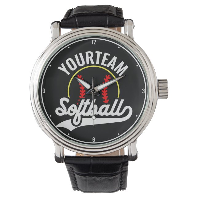 Softball Team Player ADD NAME Personalized League Watch (Front)