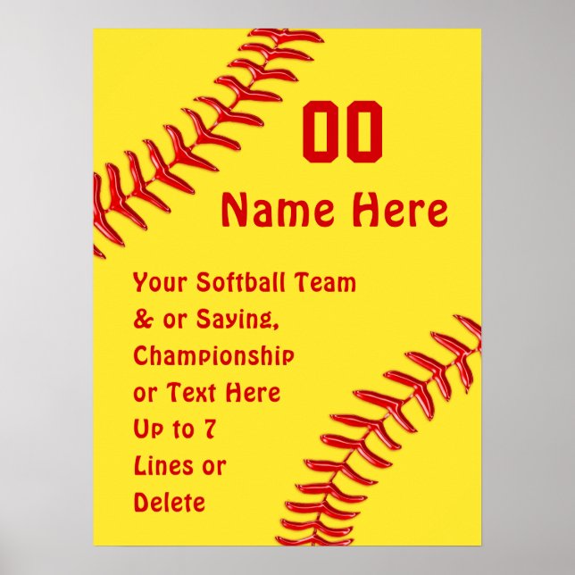 Softball Team Posters Softball Posters for Players (Front)