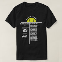 Softball Team Roster Custom Player Names & Coach