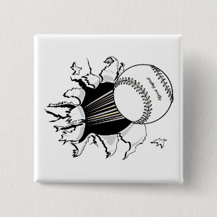 softball tearing through fast ball graphic button
