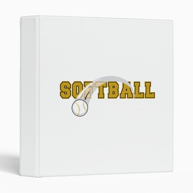 softball text ball swoop design 3 ring binder (Front/Spine)