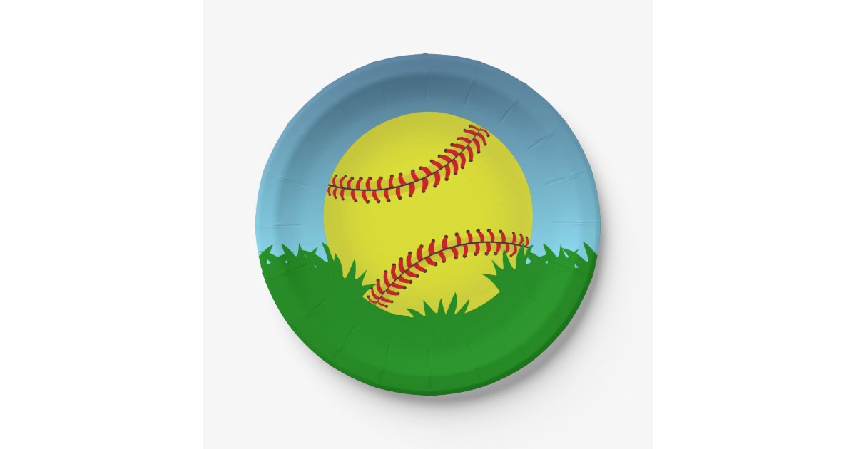 Softball Theme Paper Plate Zazzle Com